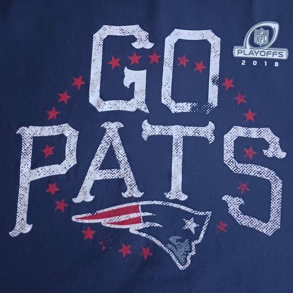 T Shirt Go Pats NFL Football New England Patriots Playoffs 2018 Fanatics Size XL - Picture 1 of 7